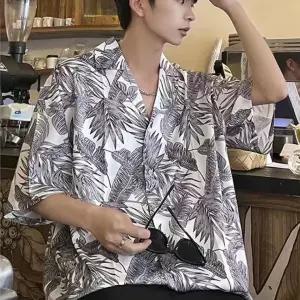 셔츠 NEW 비치 티 커플룩 바캉스룩 해변 오버핏 하와이안 웨어 루즈한 비치티 오버핏플라워