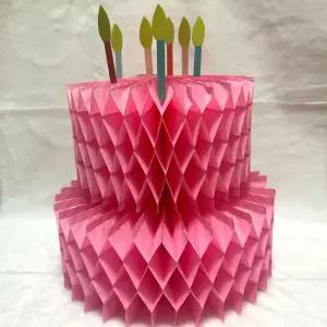 종이케익 핑크 케이크 만들기 모형 생일 학교 유치원 페이퍼 분홍