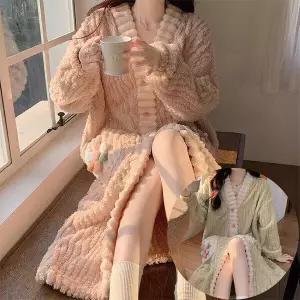 [로즈엘리]극세사 롱원피스 수면잠옷 겨울 홈웨어 원피스 2컬러 2026