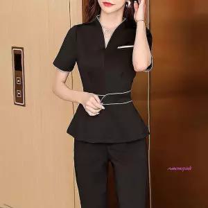 키밍 바지 상하의세트 피부관리사 반팔 유니폼 작업복wxy946