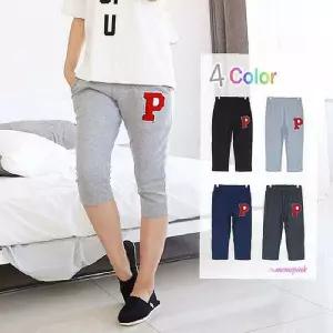 여성 P패치 칠부 캐주얼 트레이닝 7부 팬츠 여름 바지ghi074