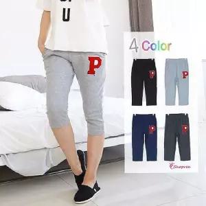여성 팬츠 칠부 캐주얼 7부 P패치 바지 트레이닝 여름tuv414