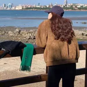 스트레인지 여성용 빈티지 브라운무스탕 점퍼 항공 멋쟁이 복 메일라드 야구 데일리룩 코트 집업 KUK1