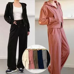 [비비드글램]스너그 골지 트레이닝세트 6color 투웨이 후드집업 와이드팬츠 조거 팬츠 여리핏 셋업 밑단 스