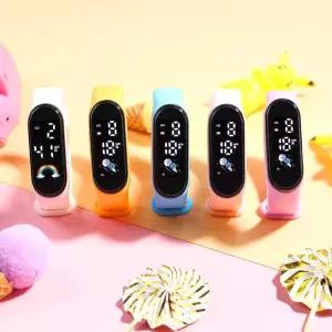 스마트 워치 손목 밴드 만화 스타일 어린이 멋진 생일 선물 소년 소녀 터치 LED 디지털 키즈 팔찌 시계