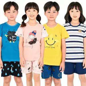 [보리보리/키즈라인]아동내의 5부 자카드 상하세트 순면 국산 유아동 주니어 실내복 반팔