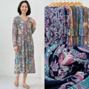 마미소 냉장고 캉캉 원피스 긴팔 프릴 플레어 무늬 엄마 할머니 빅사이즈 40 60 마담 중년 여성 옷