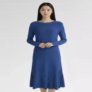 [조이너스]보트넥 밑단 주름 니트 롱 원피스_JABS3-WSO200