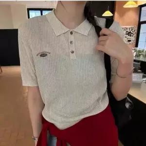 ONM 카라티 반팔 니트 여성 시스루 골지 3버튼 일상 여름