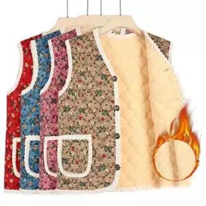 ONM 레트로 양털 조끼 누빔 털조끼 사무실 겨울 방한 조끼