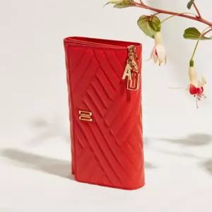 닥스 액세서리 25FW [CARLISLE]레드 칼라일 엠보 가죽 골드DD 3단 장지갑 DCWA5F261R2