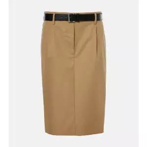 프라다 벨티드 코튼 트윌 펜슬 스커트 TP559664816