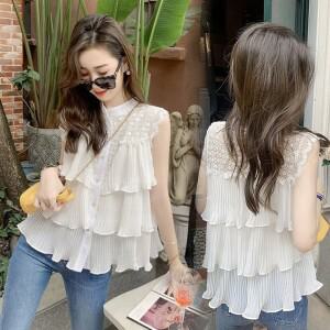 쉬폰 블라우스 여름찰떡 여성 의류 블라우스 여름 쉬폰 시원한 플리츠 레이스