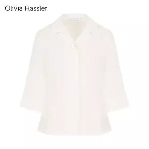 [올리비아하슬러]버튼포인트 플레어핏 블라우스_OHDFBL201 OHDFBL201
