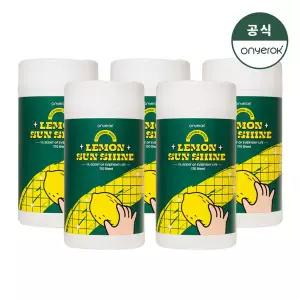 온예록 올인원 청소 세정 롤티슈 170매 5개 레몬선샤인
