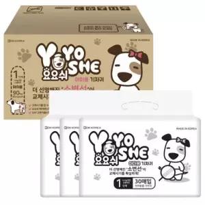 요요쉬 강아지 기저귀 여아용 대용량 1단계 30매 X 3개
