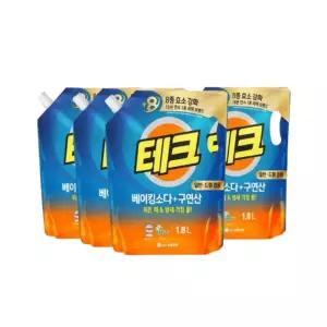 테크 베이킹소다+구연산 액체세제 일반/드럼 겸용 1.8L 4개