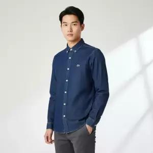 라코스테 25FW 블루 레귤러 핏 데님 셔츠 CH9084 MK9