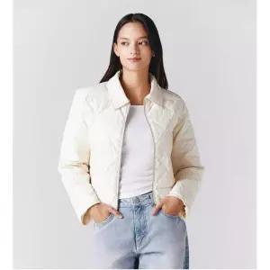 백화점 지오다노 여성 트라이앵글 퀼팅 경량 다운 크롭 자켓 37450105374501