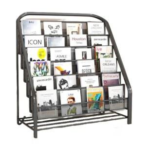 철제 잡지꽂이 스탠드 모델 6단 선반 전면책장 북타워 블랙 책꽂이