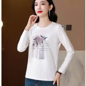 흰색 면 이너 가을 티 루즈핏 상의 셔츠 롱루즈핏 긴팔 자수 여자티 원템3