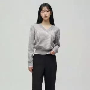 [LAP](센텀시티점)브이넥 단가라 배색 니트 AS1KH261