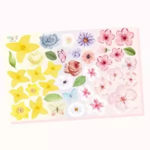4장 봄꽃 압화 스티커 유아 미술영역 붙이기 유치원 어린이집 가정용 놀이학습 방과후