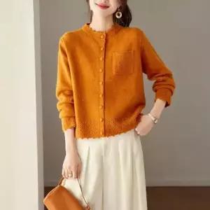 여사친 롱 니트 봄 멋내기 루즈핏 카디건 옷 라운드 쇼트 싱글 솔리드 상의 스포M1