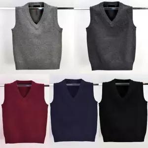 키즈 단색 브이넥 니트 조끼(5color) 교복 학생복