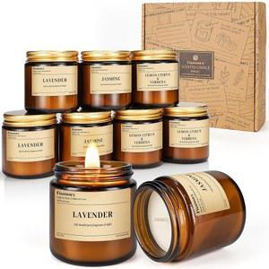 가정용 소이 캔들 9팩 라벤더 / 재스민 레몬 270시간 지속 여성 및 남성을 위한 천연 향 선물 생일 마더 u2019의 날 크리스마스 추수감사절