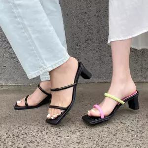 SOVO 에레나 투스트랩 뮬슬리퍼 5cm