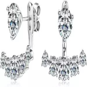 DYUNQ 모이사나이트 이어 재킷 귀걸이 분리 가능한 여성용 웨어러블 스터드 2종 랩 모조 다이아몬드 18K