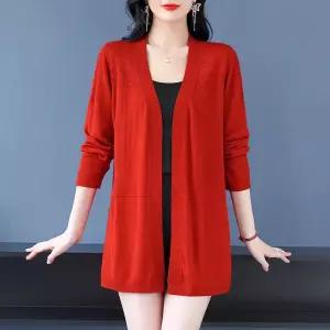 여성용 롱 니트 여름 봄 카디건 케이프 멋내기 겉옷 루즈핏 얇은 긴팔 가디건 톱 스포M1