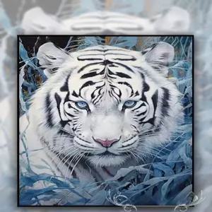 파란 눈동자 백호 인테리어 대형 보석십자수 십이지신