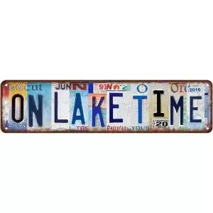 레이크 타임 사인 빈티지 금속 주석 러브 하트 월 아트 하우스 남성 라이프 데코 4x16 인치