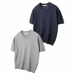 [하프클럽/해리슨]1+1 쿨니트 기본 라운드 니트 반팔 HA-1529 WESC1047