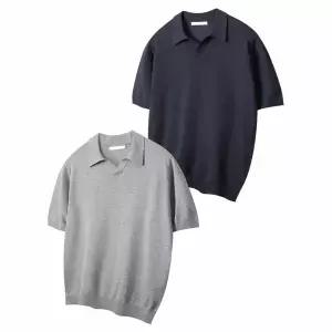 [하프클럽/해리슨]1+1 쿨니트 기본 오픈카라 니트 반팔 HA-1530 WESC1048