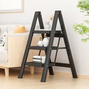 3단계 사다리 가정용 접이식 의자 휴대용 미끄럼 방지 주방 성인용 사무실용 꽃꽂이