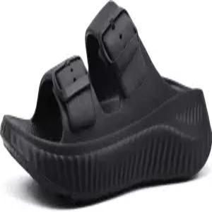 편안한 아치 지지대가 있는 쿠루 여성 샌들 기립성 조절식 두꺼운 쿠션 스포츠 슬라이드로 운동 후 발 관절