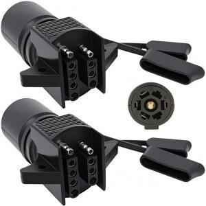 NEW SUN 2pc 트레일러 플러그 어댑터 7핀에서 4핀과 5핀, 2-in-1 디자인 7웨이에서 4웨이 및 5웨이 RV 라이트 컨버터, 여행용 트레일러, 캠핑카, 트럭용 헤비 듀티 방수 커넥터