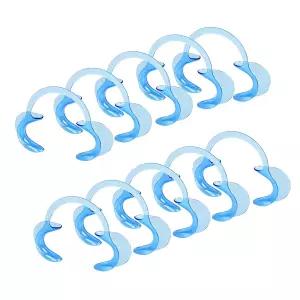 10피스 사이즈 M C자형 볼 리트랙터 치아 미백 마우스 가드 또는 스피크 아웃 게임용 일회용 오프너 블루