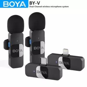 BOYA BY-V 무선 라발리에 마이크 iPhone Android 스마트폰 DSLR 카메라 PC 컴퓨터 라펠 게임 라이브 스트리