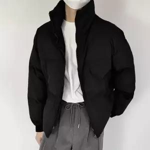 남성 3컬러 베이직 하이넥 크롭 숏 패딩 점퍼 남자