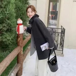 회색 모직 울 여성패션 코트 워머 리버시블 겨 DL4