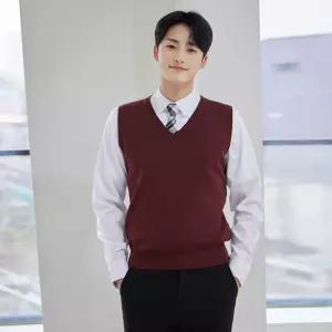 교복몰 보풀방지 와인 조끼 남자 학생복남 브이넥 색조끼 남성베스트 코스튬 코스프레 변장 플레이 테마의