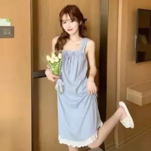 민소매홈웨어 여름잠옷 홈웨어 파자마 가슴밴딩 리본 원피스 잠옷