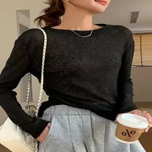 여름니트 여성 5컬러 데일리 얇은 시스루 니트 루즈 긴팔티셔츠