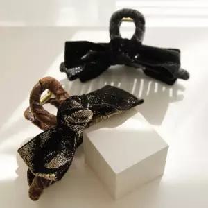 [제이로렌]제이로렌 빤짝이 리본 패브릭 한머리 집게핀 H01250