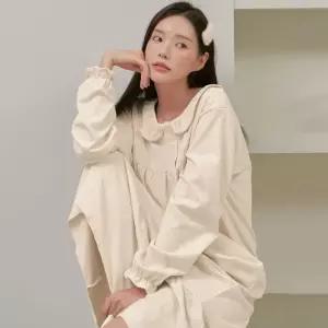 [글램공감]키치 프릴 라운드 원피스 겨울 울트라밍크 긴소매 잠옷 홈웨어 파자마 5col