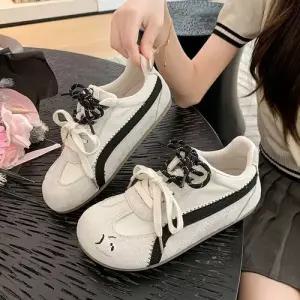 빨강 여름 빈티지 캐주얼 여자워킹화 피치 스타 통기성 얇은 통굽 신발 ible2